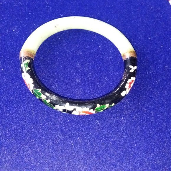 BEAUTIFUL VINTAGE CLOISONNE AND JADE BRACELET - Picture 3 of 3